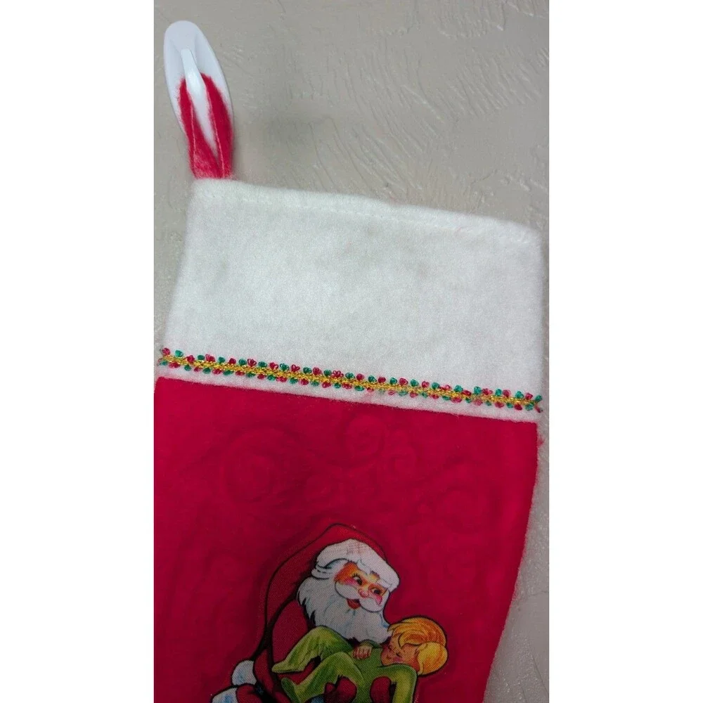 Vintage Rennoc 1982 Red White Santa Sleeping Child Felt Stocking